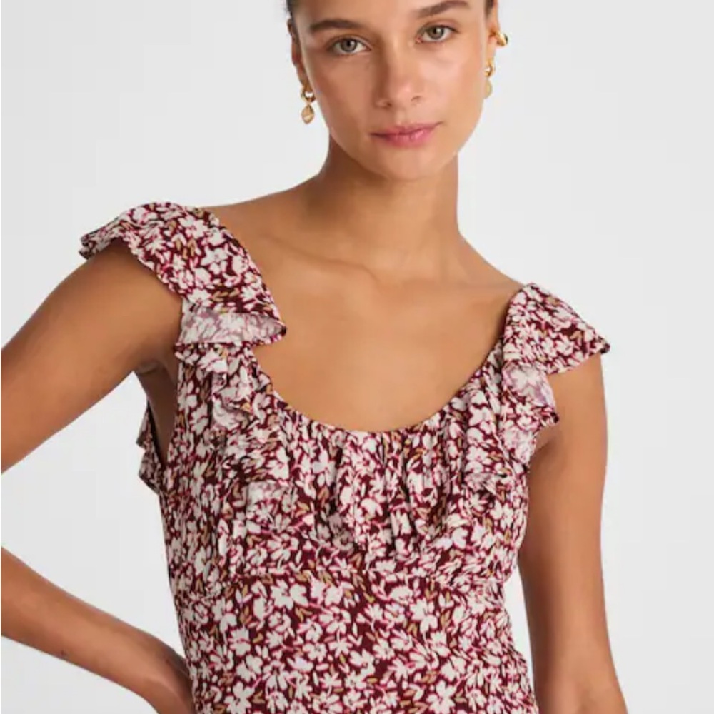 Madewell Ruffled Scoopneck Maxi Dress in Floral NWT - Size 6 - Picture 4 of 8